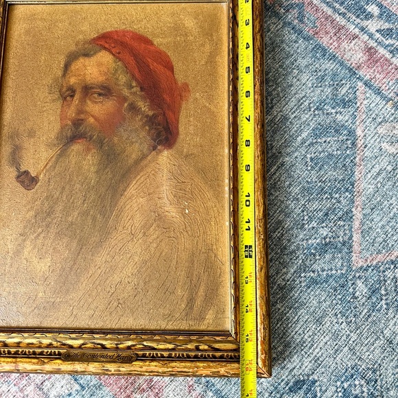 Vintage framed painting “The Contented Man” - Picture 9 of 10